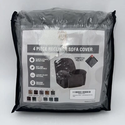NUEVA FUNDA DE SOFÁ RECLINABLE ULTICOR 4 piezas 1 asiento terciopelo elástico gris oscuro Foto 1 de 4
