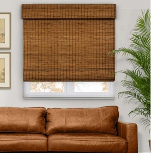 Chicology Natural Woven Light Filtering Cordless Bamboo Roman Shades - Picture 1 of 2