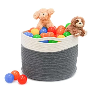 Ø34x25 Baumwoll Seilkorb 20L Aufbewahrungskorb Boho Wäschekorb Kinderzimmer Korb - Bild 1 von 8