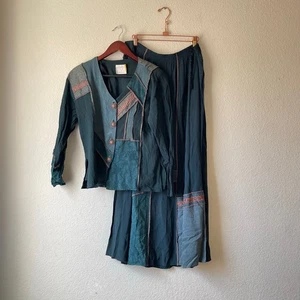 Spencer Alexis grün Patchwork Boho Rock und Bluse Set Gr. Medium - Bild 1 von 13