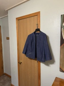 Roz & Ali XL Blue Open-Front 3/4 Sleeve Chambray Blazer/Jacket - EUC - Picture 1 of 5