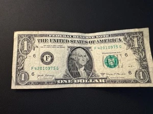 January 09, 1975 / FANCY SERIAL NUMBER $1 DOLLAR BILL / BIRTHDAY - Picture 1 of 2