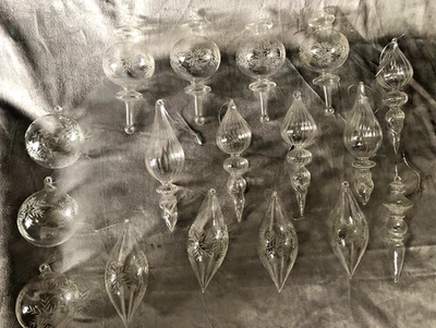 Christbaumschmuck 17 mundgeblasene und geschliffene Glasanhänger - Bild 1 von 4