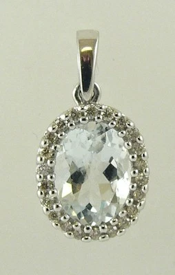 Aquamarine 1.10ct Pendant 14k White Gold and Diamonds 0.13ct - Image 1 of 2