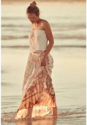 Maxi Vestido Gypsy 05 Anthropologie Tubo Sin Tirantes Cinturón Talla L~Hermoso- Foto 1 de 4