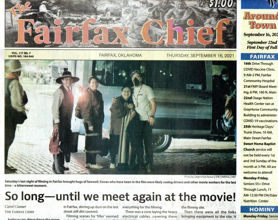 THE FAIRFAX CHIEF Newspaper Sept. 16 2021 Killers of Flower Moon Filming Photos - Image 1 of 1