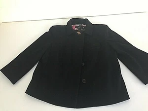 Chaqueta Talbots Mujer Talla 8 Botón Frontal Negra Mezcla Rayón Manga 3/4 Raglán - Imagen 1 de 12