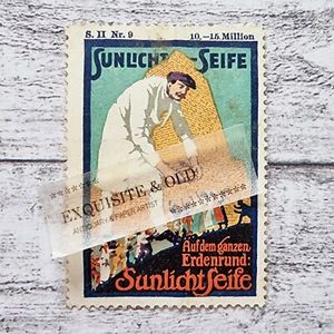 Sunlicht Seife Auf dem ganzen Erdenrund Werbung Vintage Reklamemarke Deko alt - Picture 1 of 2