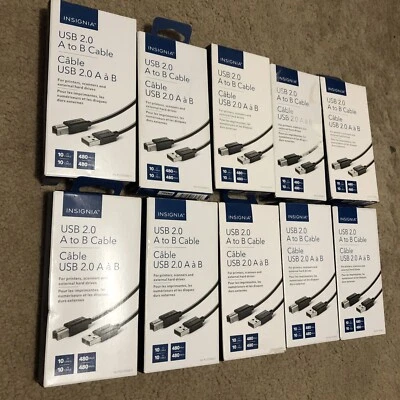 10X Insignia USB 2.0 A to B USB-B 10ft Cable for Printer Scanner External Drive - Image 1 of 4
