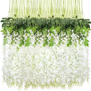 60 Pack Wisteria Hanging Flowers 3.7 Feet Artificial Flowers Fake Wisteria Vine - Picture 1 of 12