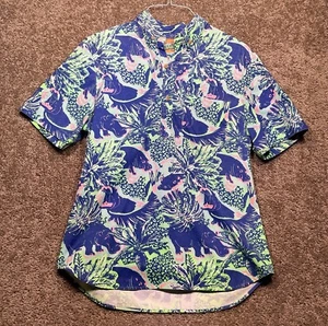 Chubbies Camicia Uomo Media Hippos Monstera Jungle Colori Neon Bottoni - Foto 1 di 6