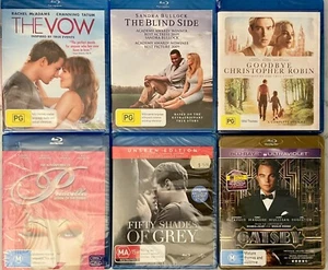 Blu-Ray DVD Movie Bundle X6-Blind Side-the Vow-Gatsby-Priscilla-Fifty Shades-Goo - Picture 1 of 2