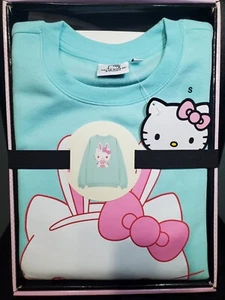 Hello Kitty Womes Size S Lite Blue Sanrio Pullover Sweatshirt In Gift Box - Picture 1 of 5