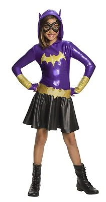 Batgirl Hooded DC Comics Superhero Fancy Dress Up Halloween Child Costume - Image 1 of 2