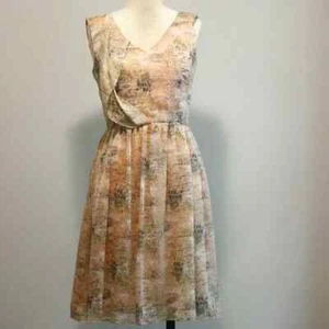 Antonio Melani Sleeveless Peach Snakeskin Ruffle Fit and Flare Dress Size 2 - Picture 1 of 6
