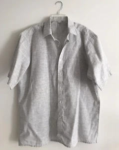 Dennis Morton Button Up Linen Shirt Mens Size 46 Gray Short Sleeves Collared - Picture 1 of 7