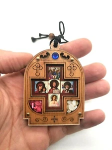 Icons Cross Mother of God Jesus St.Nicholas Orthodox w/Incense & Rope 7 x 5.3cm - Picture 1 of 6