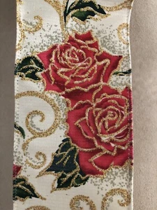 Rose Rot Rosen Gold Glitzer Drahtkante Band 2,5" Rolle 6 Yards (18 Fuß) NEU! - Bild 1 von 9