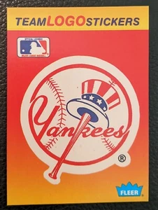 1991 Fleer / New York Yankees Team LOGO / Raw Vintage Sticker Card - Picture 1 of 2