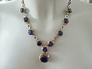 SILBER COLLIER ° 925 / 1000 ° Silberschmuck ° BLAUE STEINE ° - Picture 1 of 10