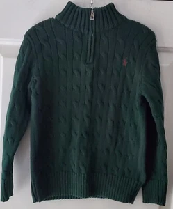Polo Ralph Lauren Boys 1/4 Zip Cable Knit Cotton Sweater - Size 5 - EUC - Picture 1 of 10