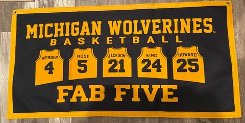 Michigan Wolverines Basketball Fab Five NCAA Banner Cover