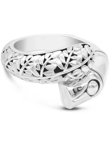 DEVATA Bali Rimba Sterling Silver Bypass Ring DCM2537 Sz 7-10