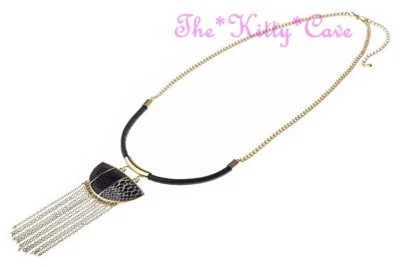 Collar Colgante Grande Oro 14K Borla Texturado Simulado Croc Serpiente Reptil Incrustación Foto 1 de 2