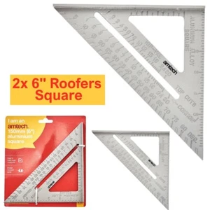 2X 6" 150mm ALUMINIUM ROOFERS SET SQUARE ROOFING RAFTER TRI-SQUARE MITRE GUIDE - Picture 1 of 3
