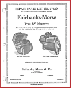 Fairbanks Morse Typ Wohnmobil Magneto Reparatur Teileliste Katalog Handbuch Nr. 9782D - Bild 1 von 7
