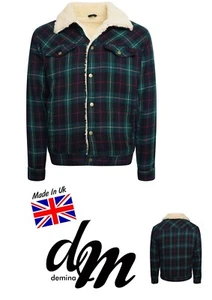 Giacca uomo western sherpa tartan lana giacca Borg foderata giacca invernale western - Foto 1 di 5