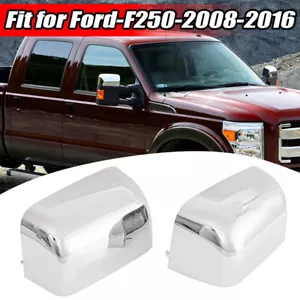 Chrome Upper Top Towing Side Mirror Cover Caps For Ford F250 F350 F450 2008-2016 - Picture 1 of 10