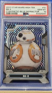BB-8 - 2023 Star Wars High Tek Cybernetic Blue Diffractor PSA 10 #7/50 - Picture 1 of 2