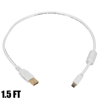 1.5FT USB 2.0 A Male to USB Mini-B 5pin Male Cable PC Laptop Camera PDA White - Image 1 of 3
