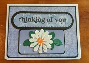 Handmade Thinking Of You Card Blank Inside With Envelope Daisy 3D Effect - Picture 1 of 3