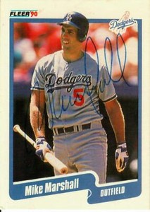 "Los Angeles Dodgers" Mike Marshall Signed FLEER Trading Card Todd Mueller COA