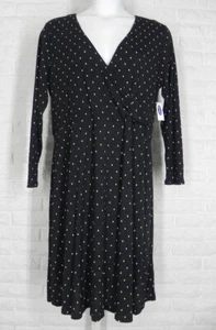 OLD NAVY Dress Faux Wrap Fit and Flare Polka Dot Dark Grey Off White NWT XXL - Picture 1 of 3