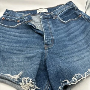 Abercrombie & Fitch Cut Off Jean Dad Shorts Size 30 10 High Rise Curve Love - Picture 1 of 9