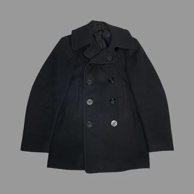 Vintage 1940s U.S. navy wool double-breasted peacoat - Image 1 of 4