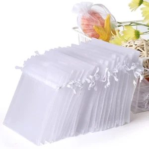 100PCS 4x6 (10x15cm) White Sheer Organza Bags for Wedding Favor With Drawstri... - Picture 1 of 6