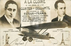 1929 Pioneer Aviators Lostes Bellonte Paris Aircraft RPPC Photo Postcard COPY - Picture 1 of 2