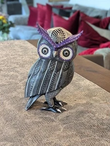 Eule Alebrije Figur | handgeschnitzte & handbemalte Holzskulptur, Original - Bild 1 von 8