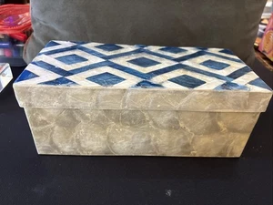Vintage Perlmutt Intarsien Mosaik Schmuck Schmuckschatulle 11 Zoll x 5 Zoll x 4,5 Zoll Philippinen - Bild 1 von 24