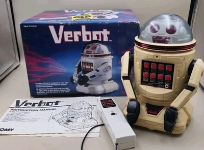 Vintage 1983 TOMY VERBOT 5401 Voice Robot COMPLETE in Box Tested Working READ - Image 1 of 4