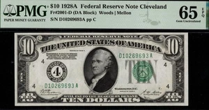 1928A $10 FRN CLEVELAND P.M.G #65Q - Picture 1 of 3