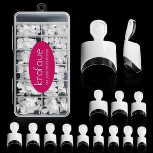 krofaue Short French 0.01 Fl Oz (Pack of 120), Half White Nail Tips - Picture 1 of 7