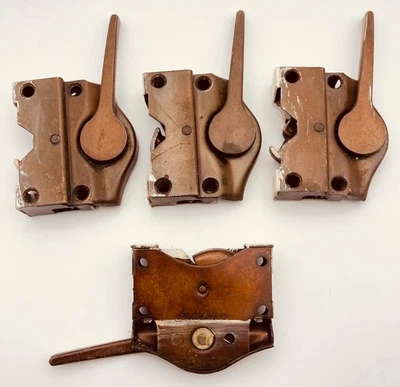 Cerradura de marco vintage Andersen color bronce (1945 a 1960) 2 izquierda 2 derecha Foto 1 de 4