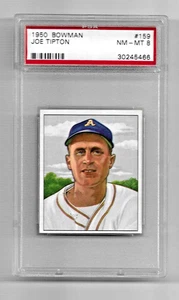 1950 BOWMAN BASEBALL CARD #159 JOE TIPTON PSA 8 NQ MLB PHILADELPHIA ATHLETICS - Picture 1 of 5