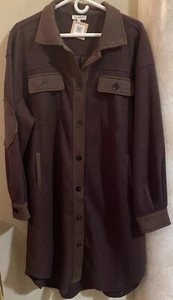La Miel Shacket Brown Long Sleeve Button Up w/Pockets Sz M NWT - Picture 1 of 3