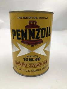 PENNZOIL CARDBOARD Oil Can 1 Quart Can 10W-40 Oil Tin Can Sign Full Sealed - Picture 1 of 6